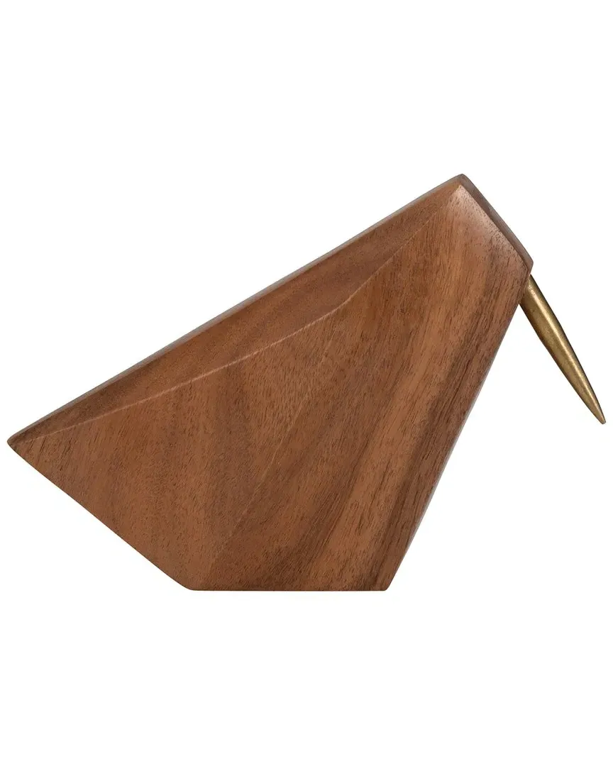 6in Wooden Sitting Bird Figure - Brown, Mango Wood