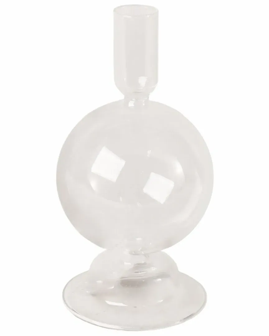 7in Glass Bubble Taper Candle Holder - Clear