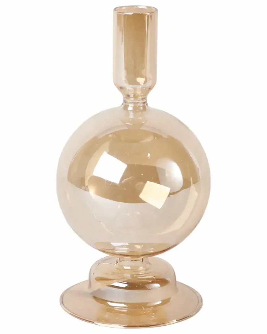 7in Glass Bubble Taper Candle Holder - Gold