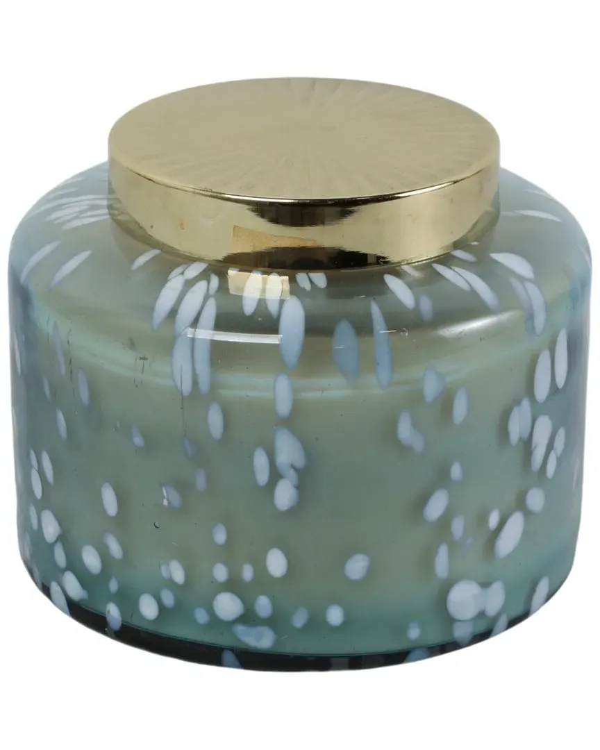 7in Jasmine Speckle Lidded Candle - Blue, Glass image