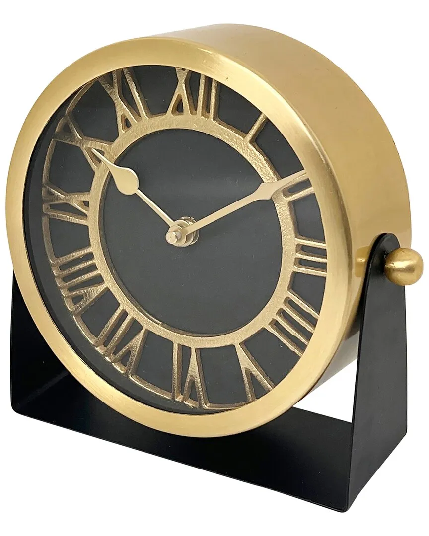 7in Metal Table Clock - Black, Steel image