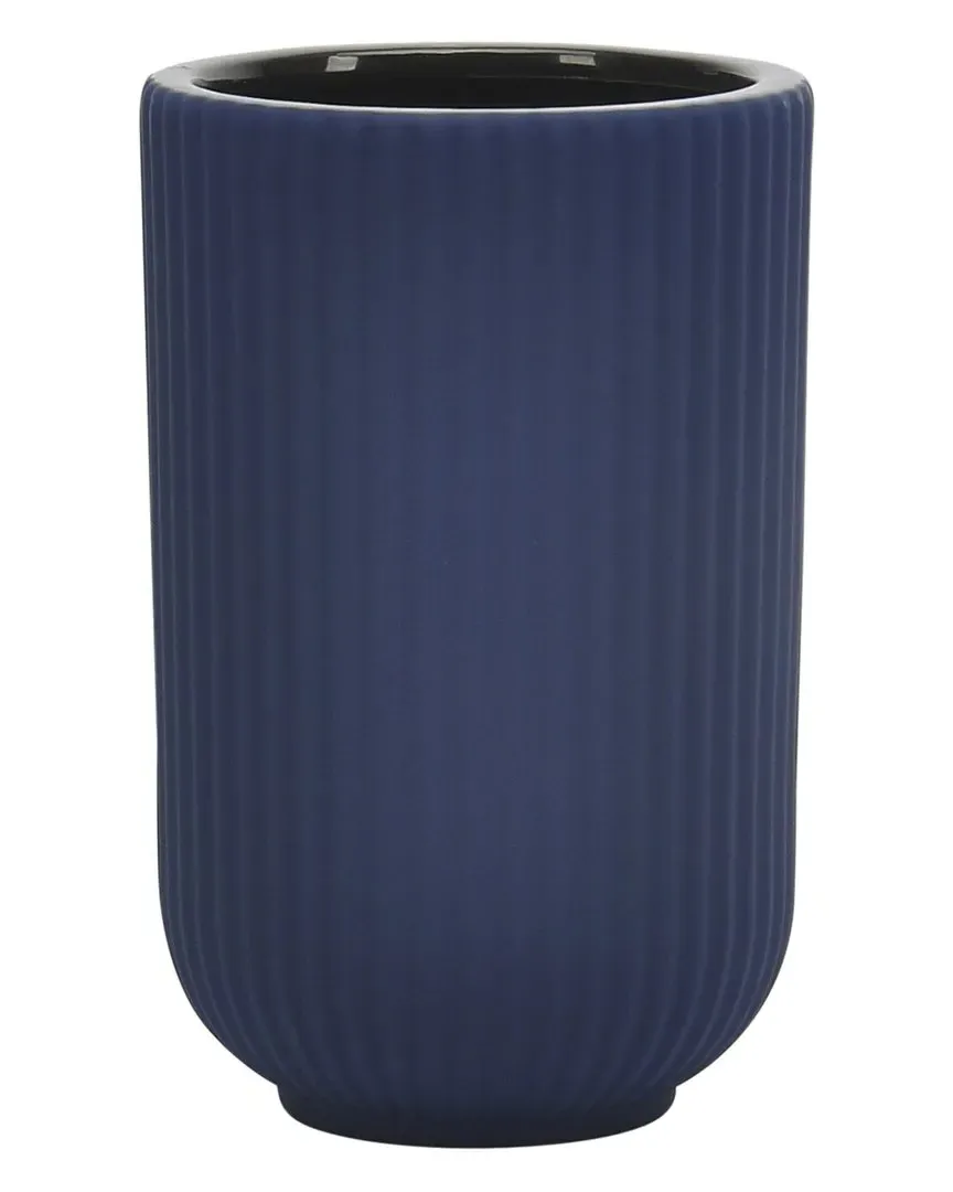 7in Ridged Vase - Blue, Ceramic image