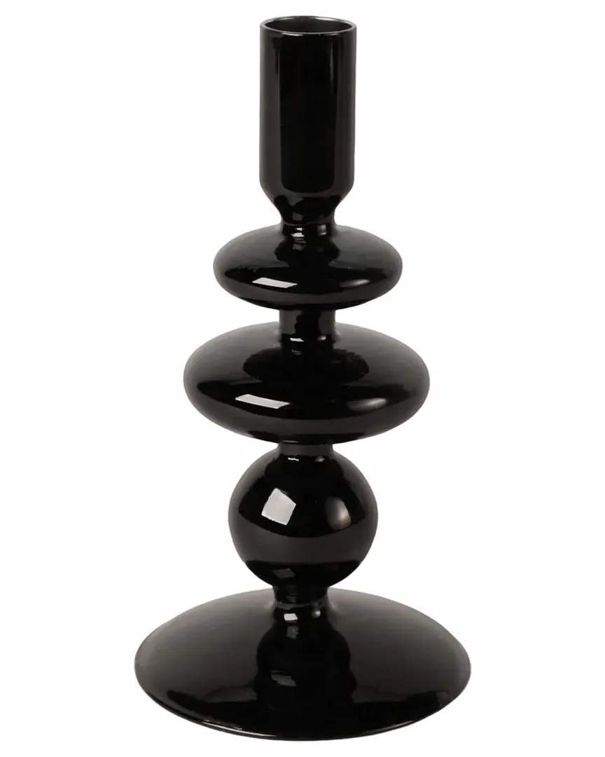 7in Taper Candle Holder - Black, Glass