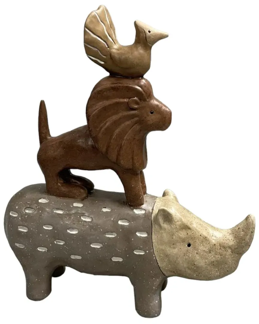 9in Animal Pyramid - Multicolor, Polyresin image