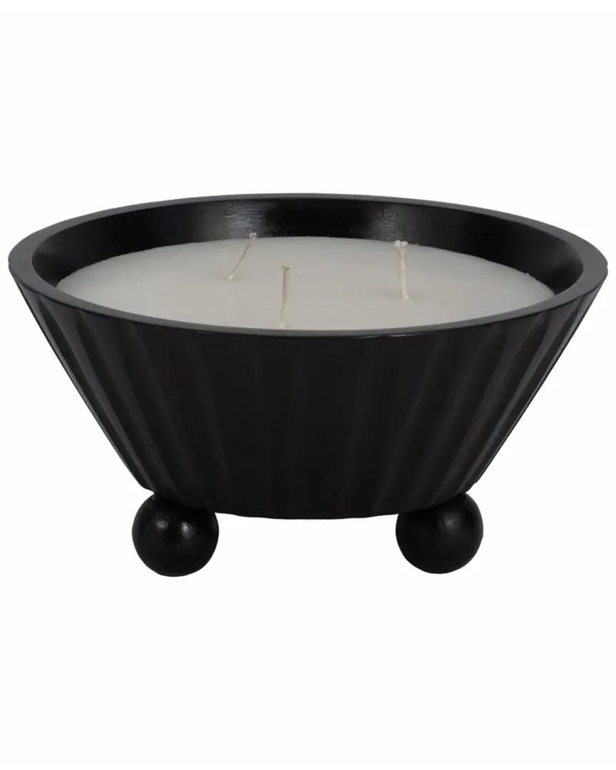 9in Footed Bowl with Scented Wax - Black, Wood image