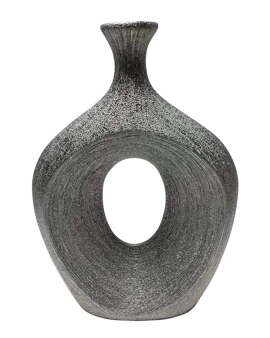 Beaded Oval Vase - Silver image