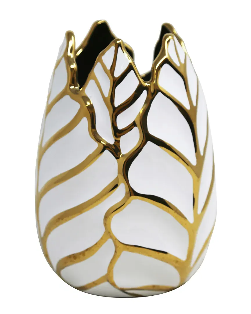 Ceramic Leaf Vase - Gold