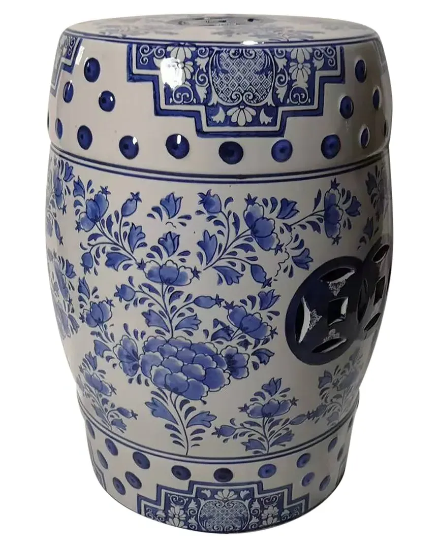 Chinoiserie Stool - Blue/White, Ceramic image