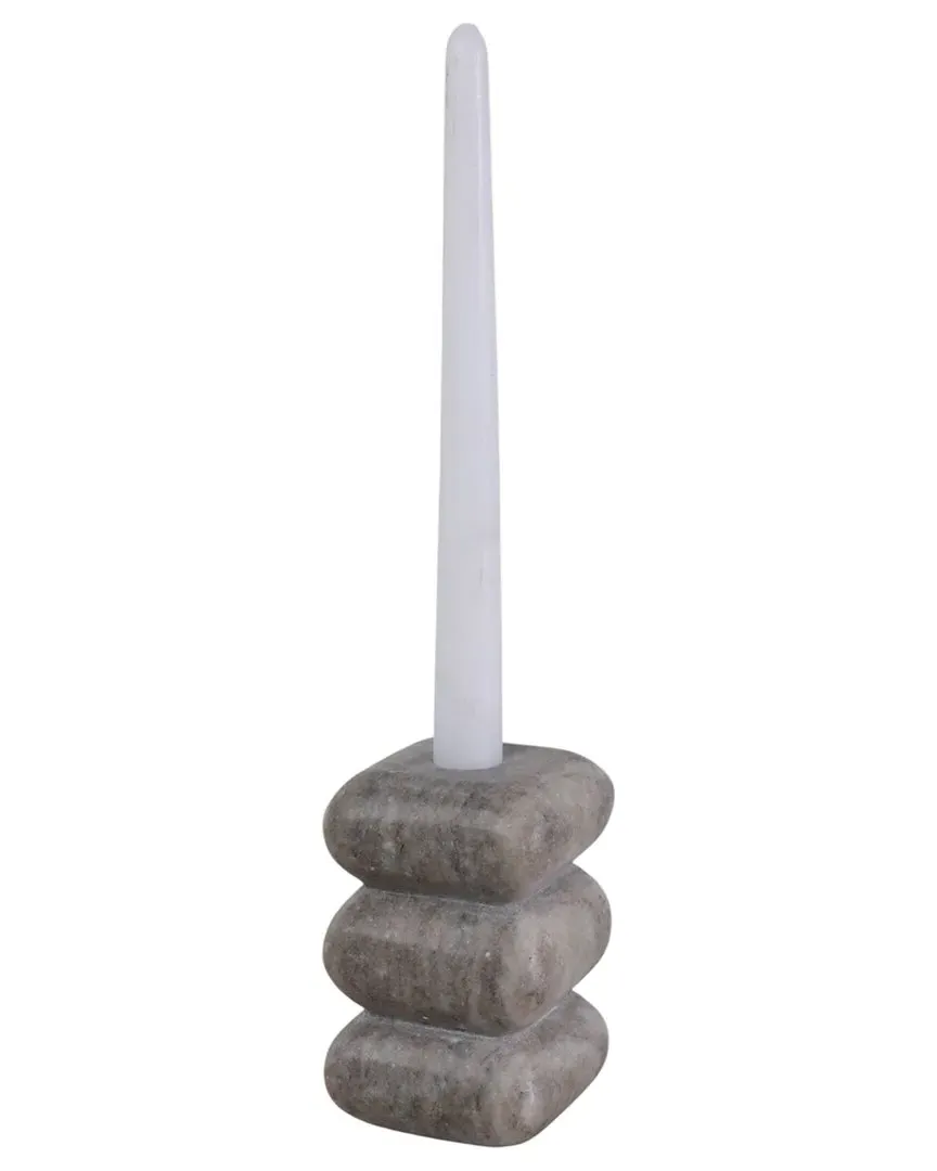 Curvy Marble Taper Holder - Beige image