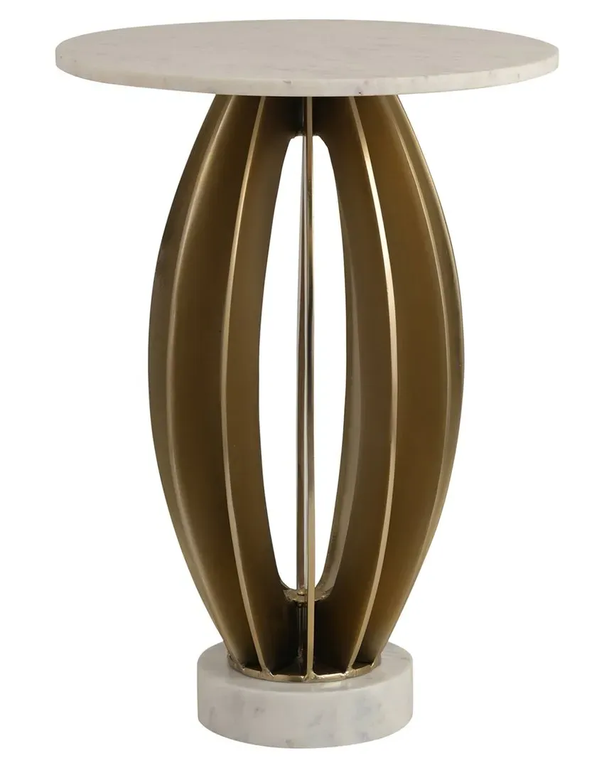 Laurent 25in Marble Table - White, Aluminum image