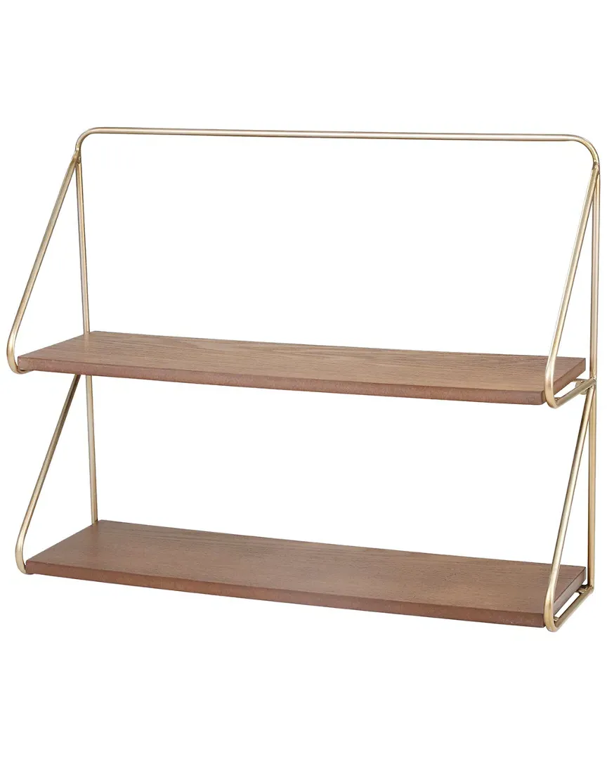 Metal Wood Tier Wall Shelf - Gold image