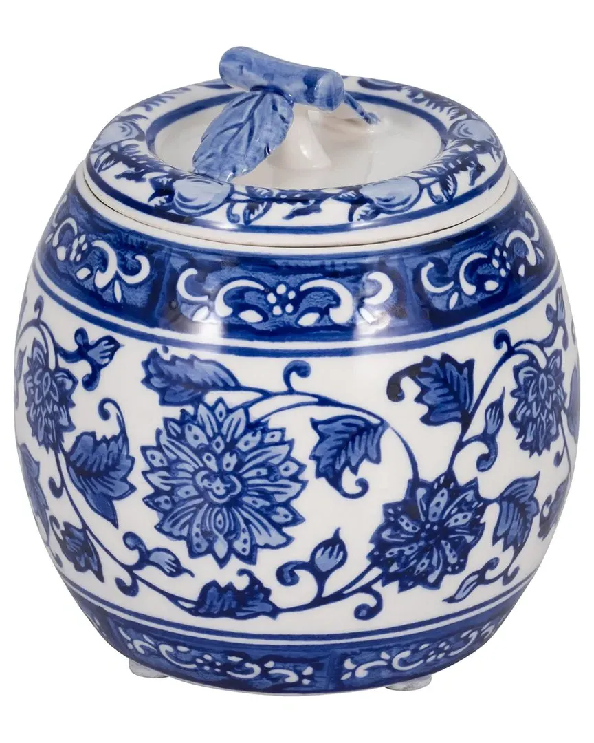 Peony Chinoiserie Lidded Candle - Blue, Stoneware image