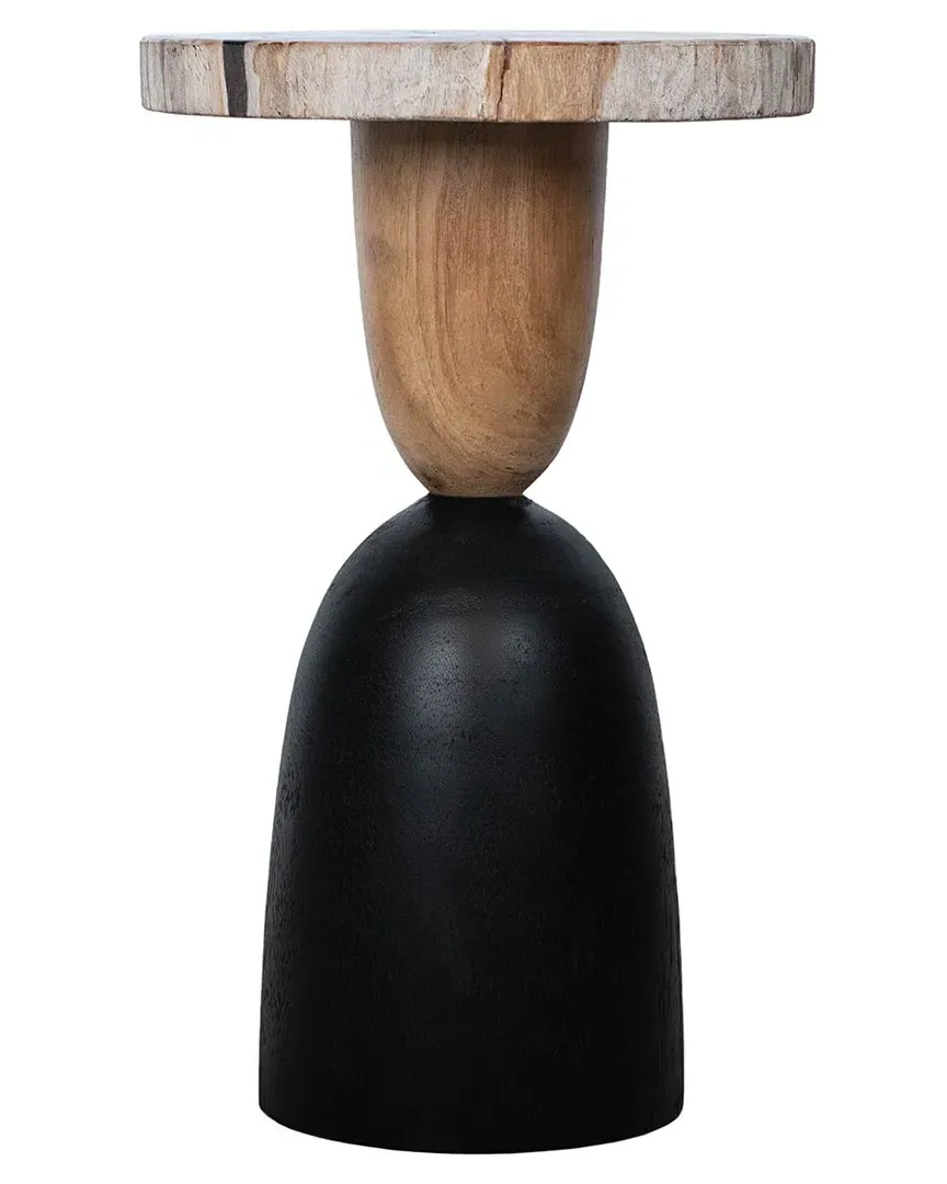 Petrified Wood 20in Accent Table - Multicolor, Suar Wood image