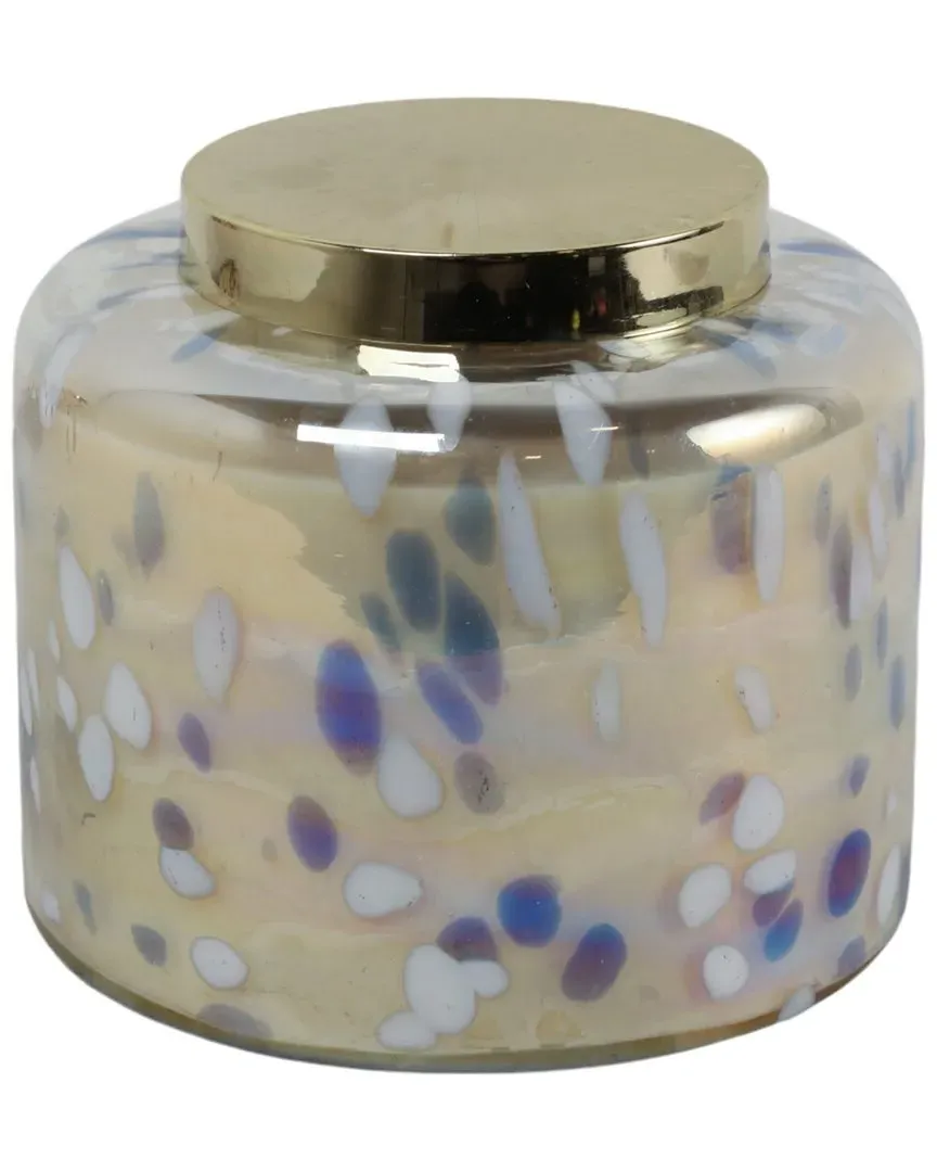 Sagebrook Home 9in Jasmine Speckle Candle - Blue image