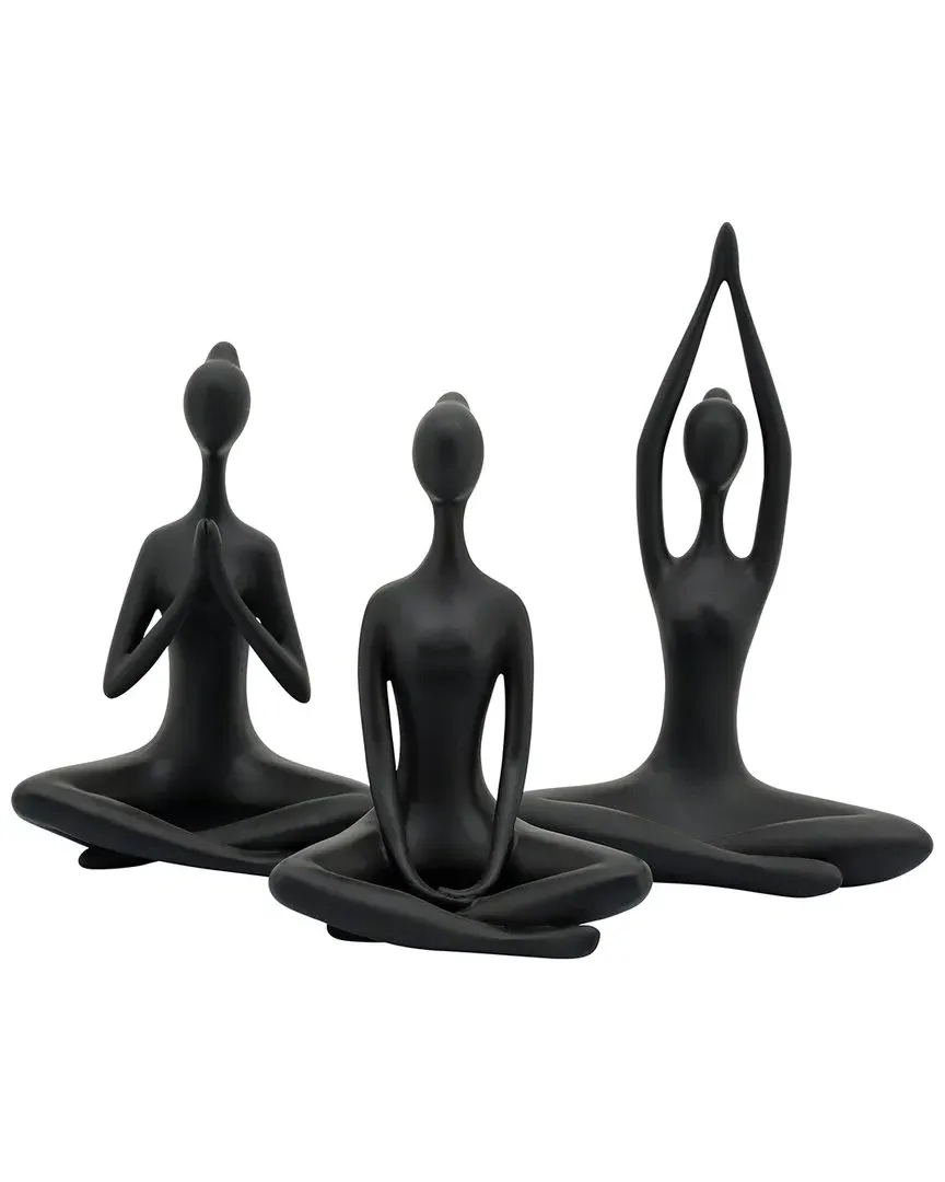 Set of 3 Yoga Ladies Figures - Black, Polyresin