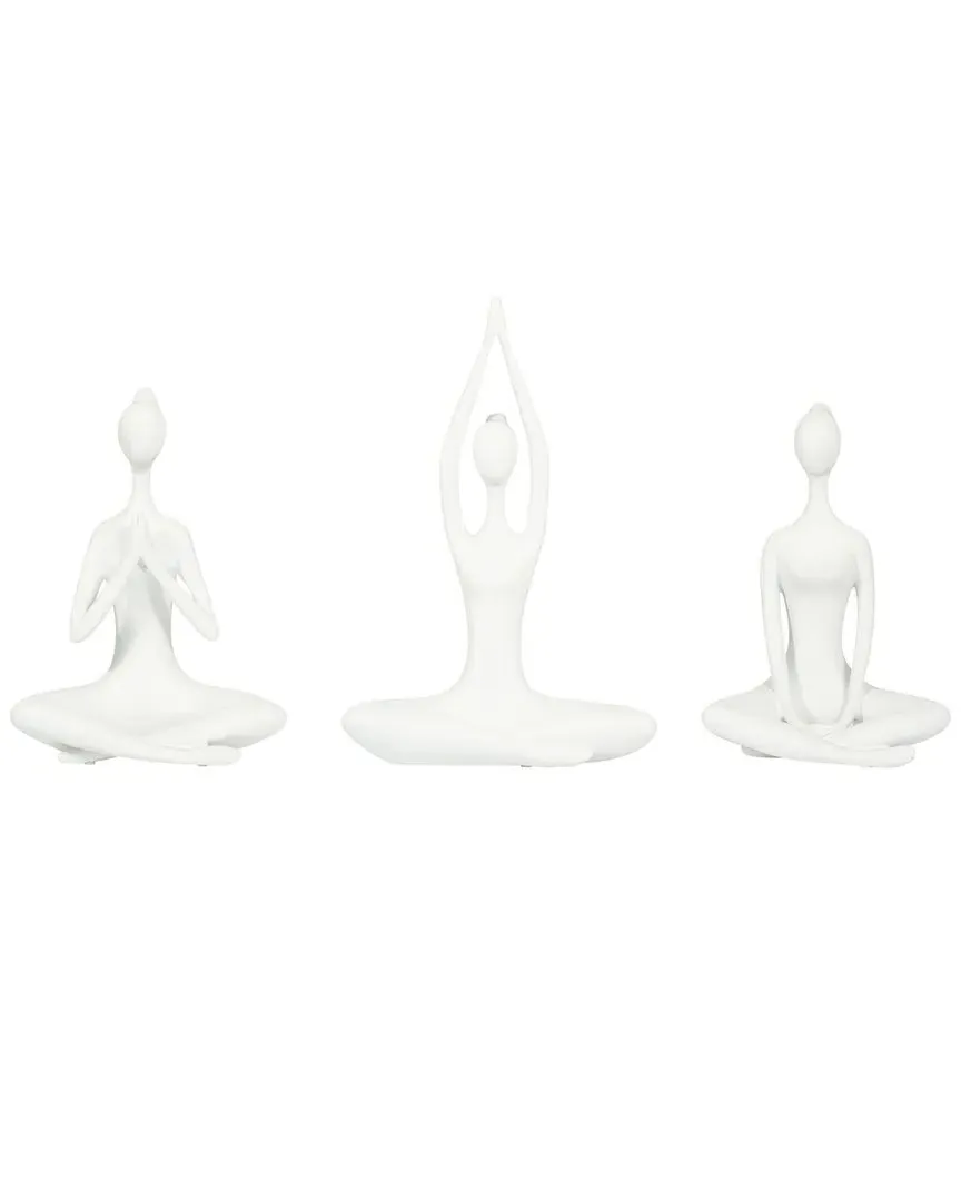 Set of 3 Yoga Ladies Figurines - White, Polyresin image