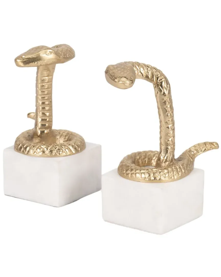 Set of Two Snake Bookends - Gold, Metal image