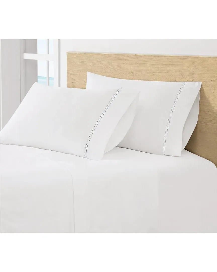Pick Stitch Cotton Percale Pillowcase Pair - Navy image