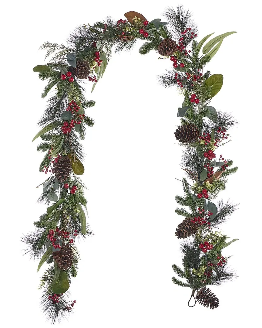 Magnolia Leaf & Berry 9ft Garland - Green image