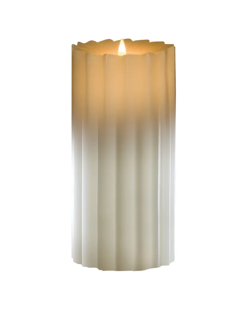 Sutton Fluted Motion Flameless Candle 5x11" - White