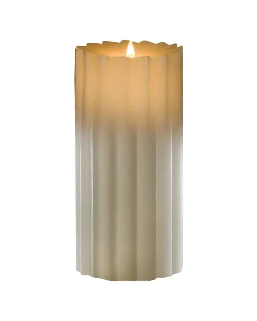 Sutton Fluted Motion Flameless Candle 5x9 - Ivory