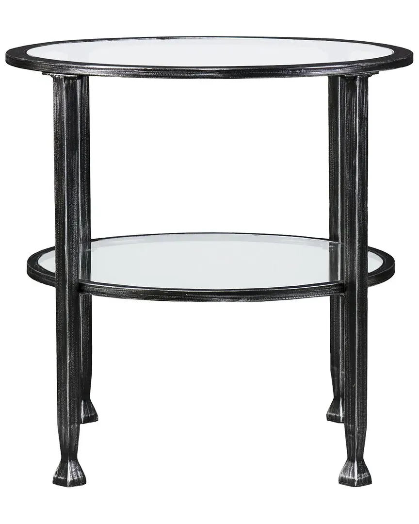 Jaymes Round End Table - Black, Metal Glass image