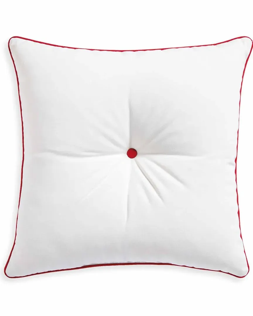 Sunbrella Lido Pillow Cover with Button Tuft - White image