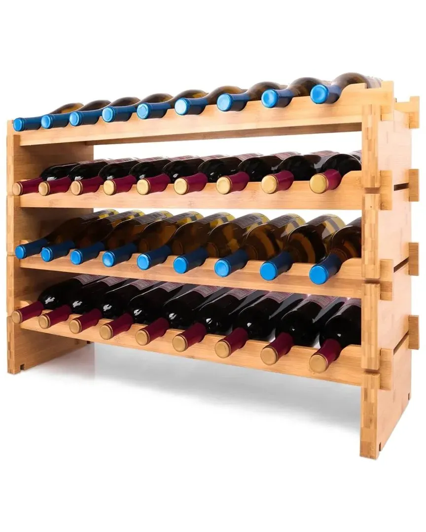 4-Tier Wine Storage Rack with 36 Bottle Capacity - Bamboo image