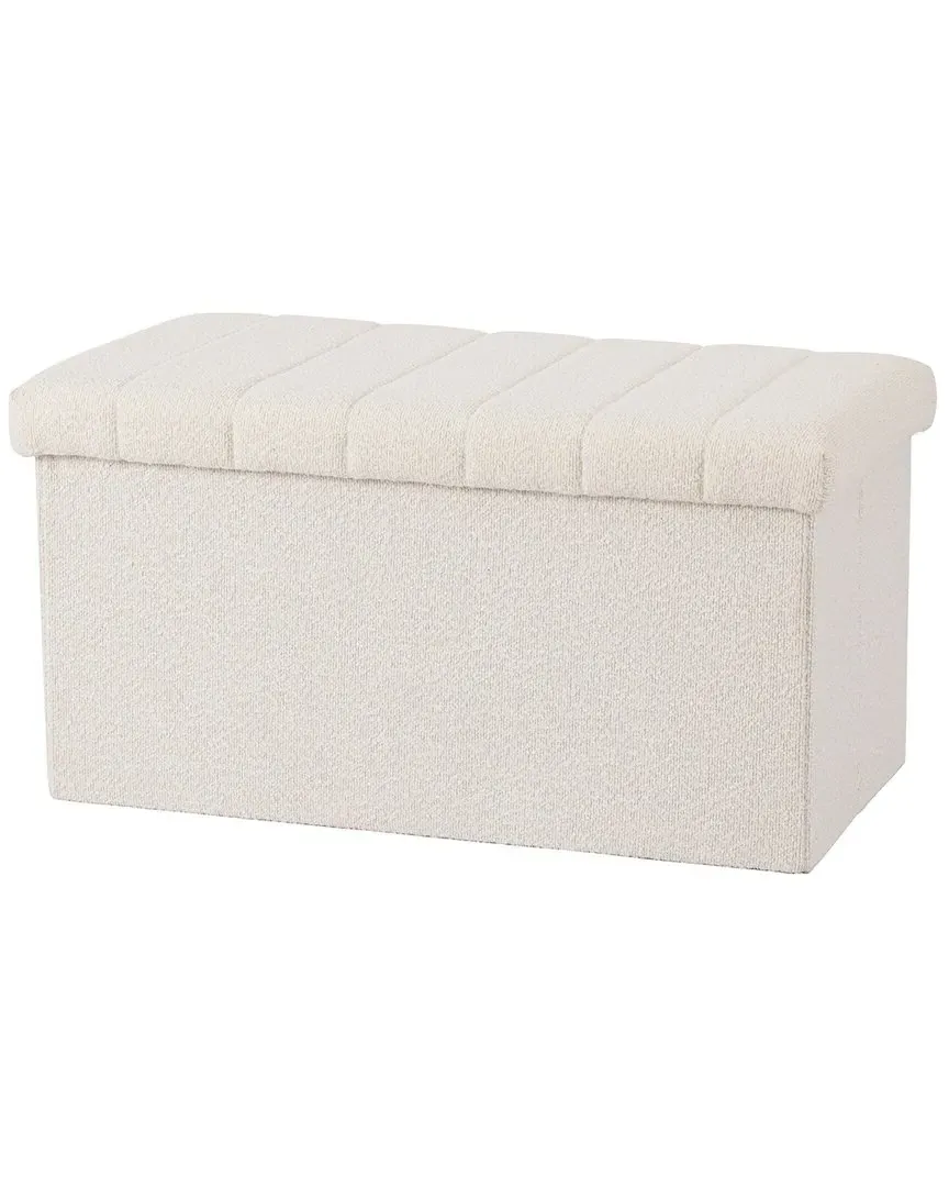 Seville Classics Channel Tufted Storage Trunk - White, Boucle image