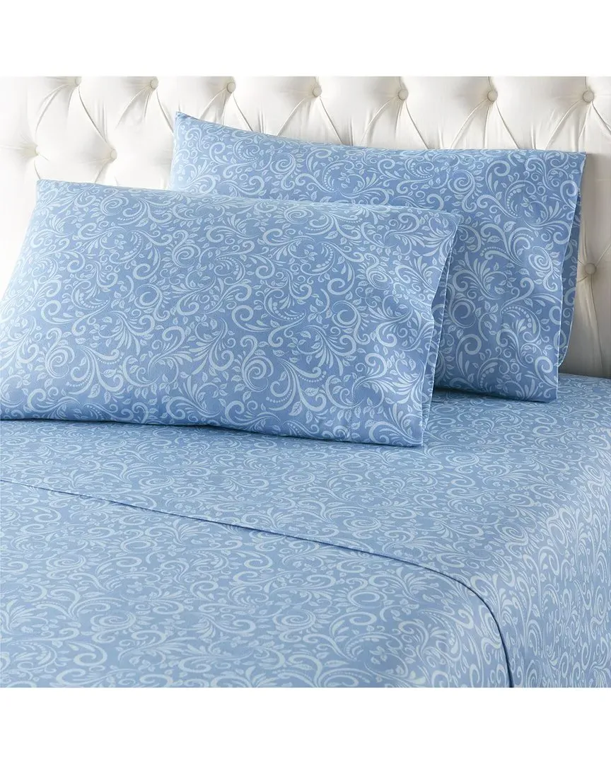 150tc Micro Flannel Deep-Pocket Sheet Set - Traditions Bluebell