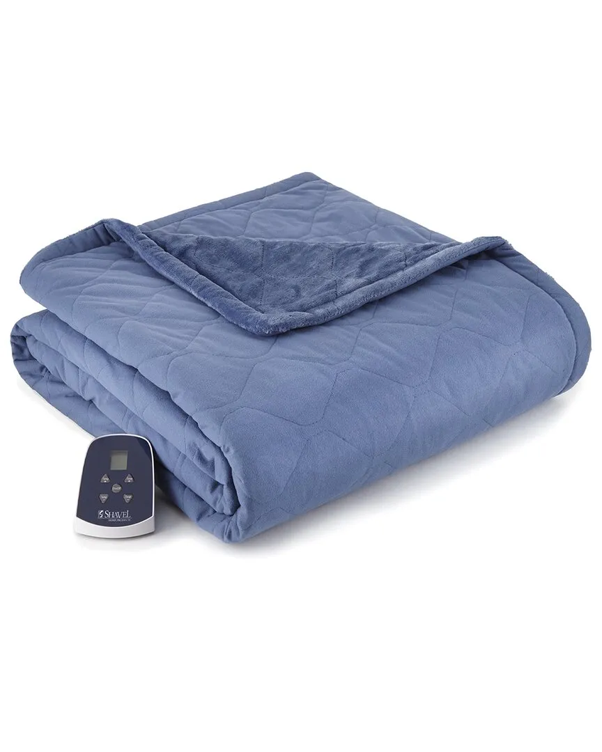 Micro Flannel Heated Throw - Indigo, Polyester image