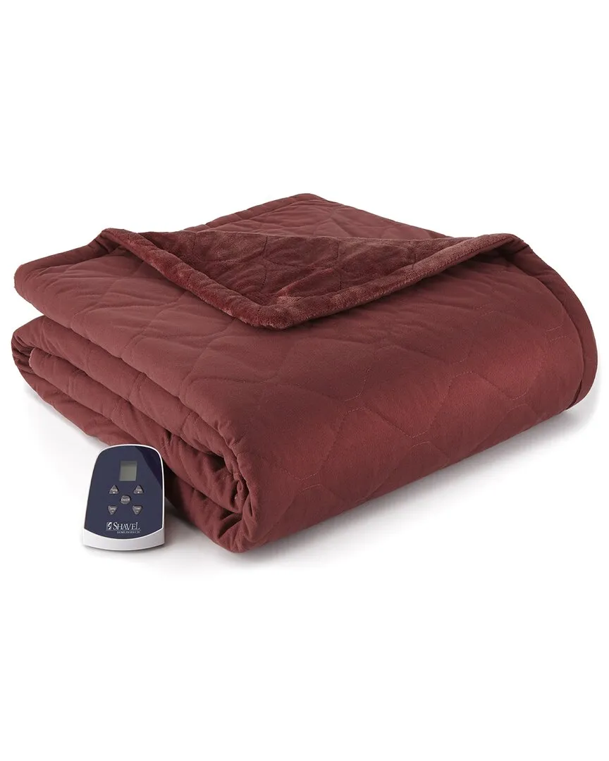 Micro Flannel Heated Throw - Merlot, Polyester