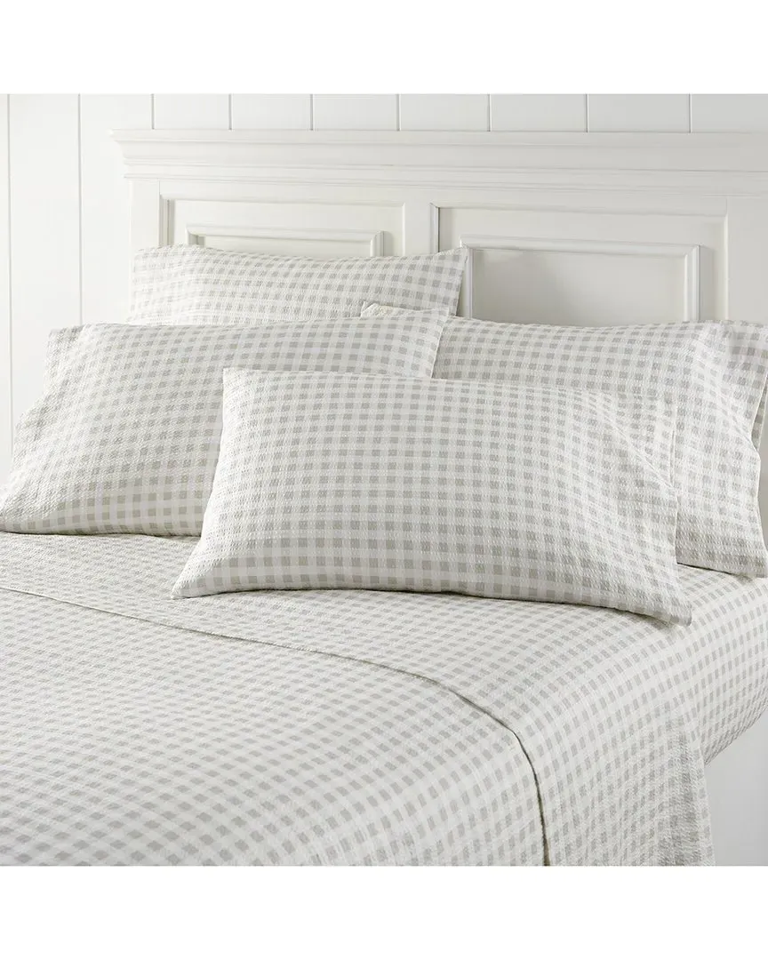 Seersucker Sheet Set - Gingham Tan, Polyester