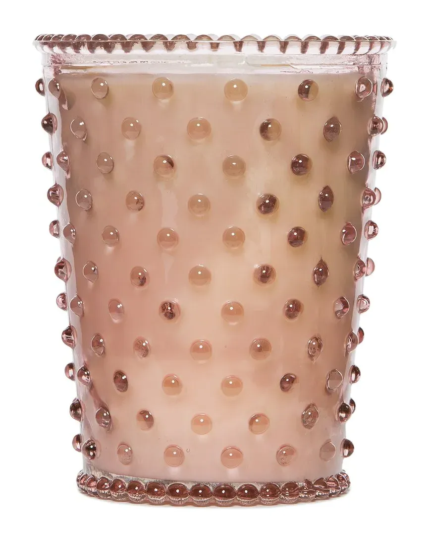 Coral Hobnail Glass Candle - Pink