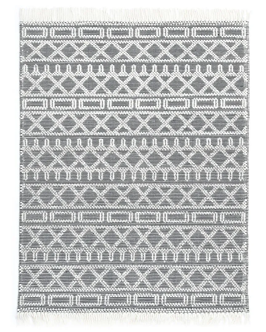 Alberta Geometric Area Rug - Black, Wool & Cotton