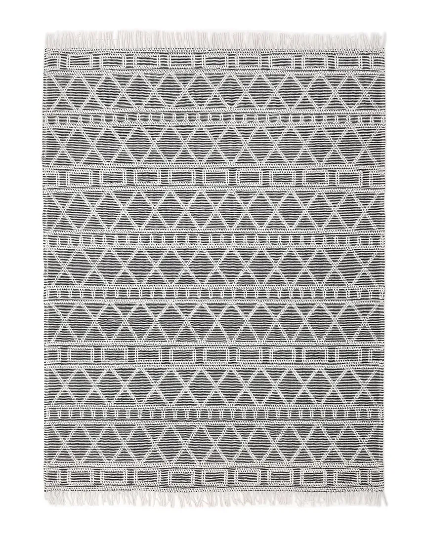 Alberta Geometric Hand-Woven Area Rug - Black, Wool-Blend