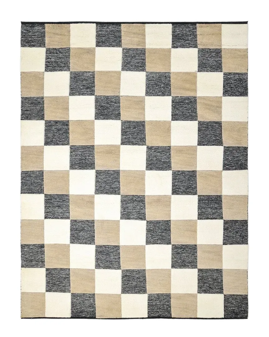 Livingston Checkered Hand-Knotted Area Rug - Brown, Wool-Blend
