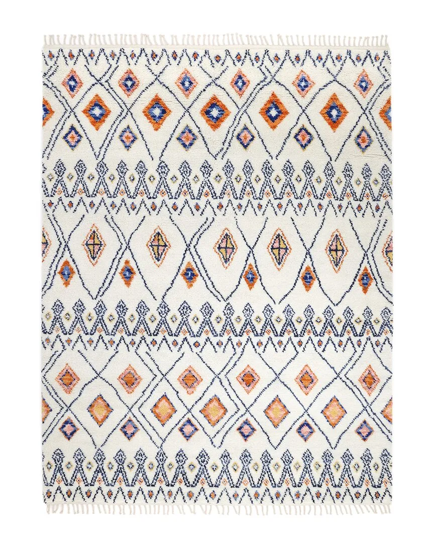 Mila Bohemian Moroccan Hand-Knotted Area Rug - Ivory, Wool