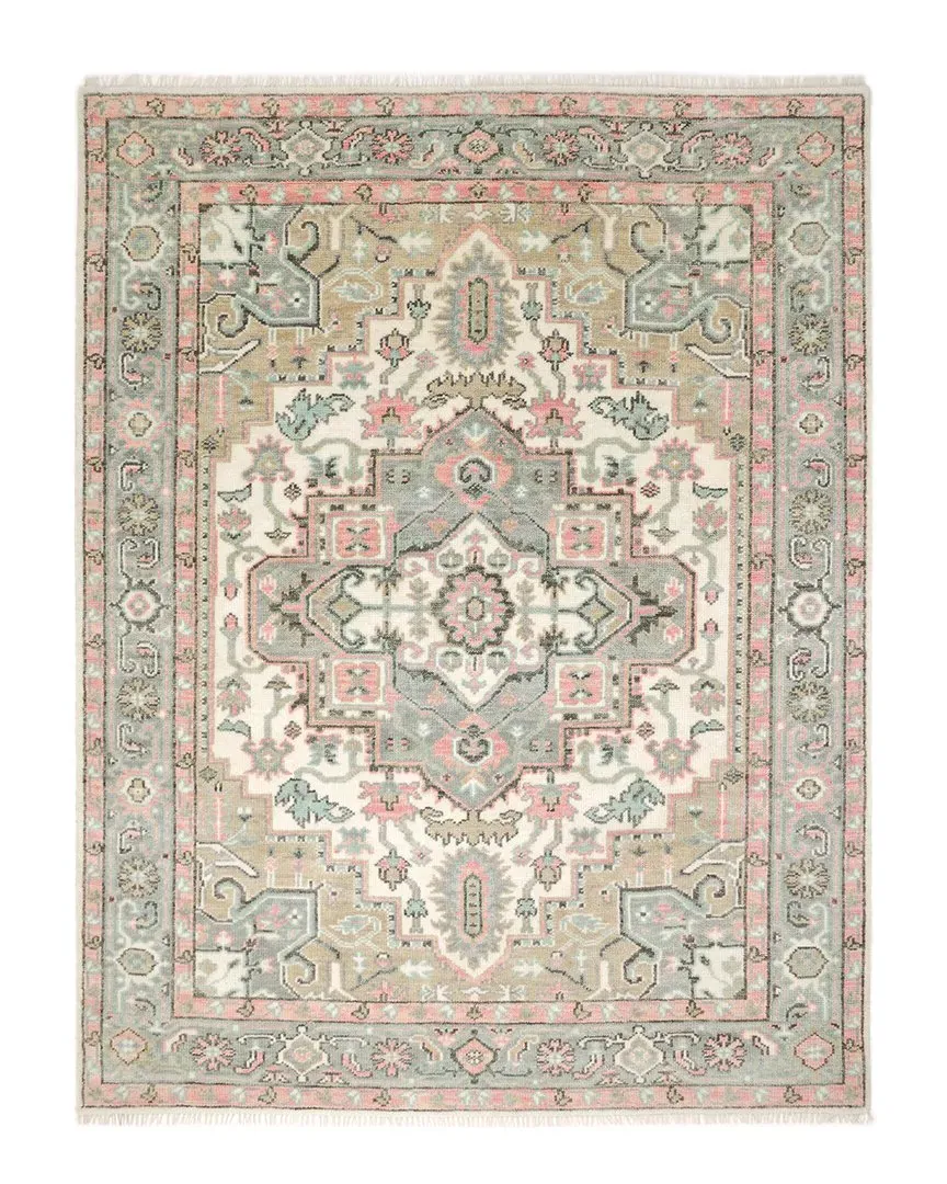 Miranda Hand-Knotted Area Rug with Floral Design - Ivory, Wool image