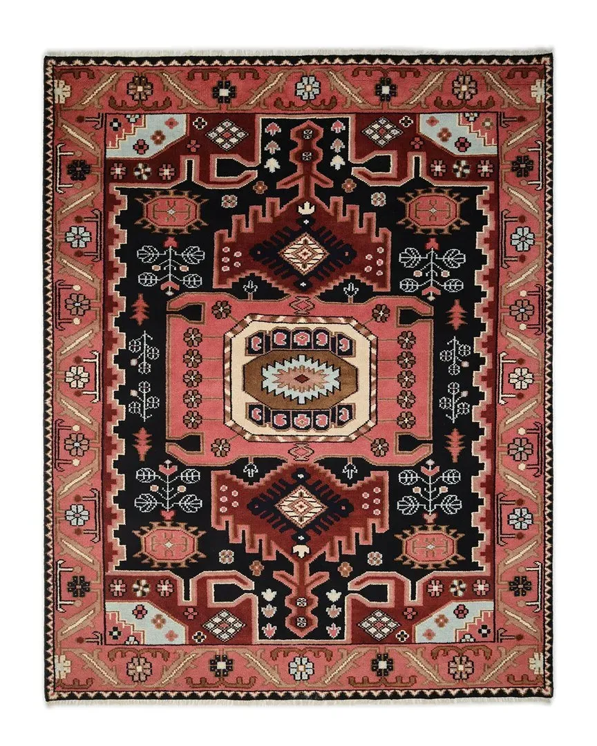 Mojave Bohemian Hand-Knotted Area Rug - Black, Wool-Blend