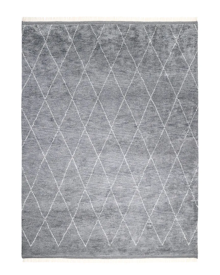 Shaggy Bohemian Moroccan Hand-Knotted Area Rug - Gray, Wool