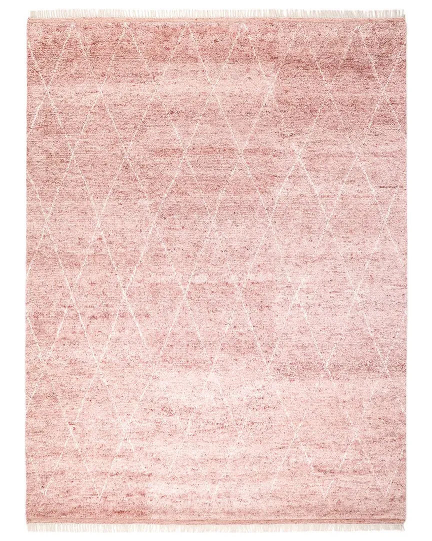 Shaggy Bohemian Moroccan Hand-Knotted Area Rug - Red, Wool