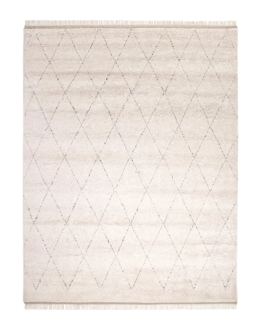Shaggy Moroccan Bohemian Hand-Knotted Area Rug - Ivory, Wool