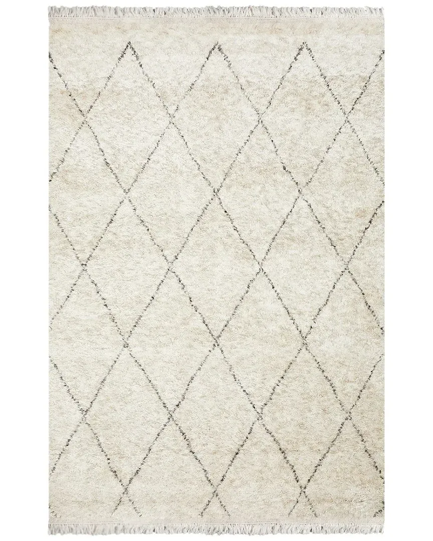 Shaggy Moroccan Hand Knotted Rug - Beige, Wool image