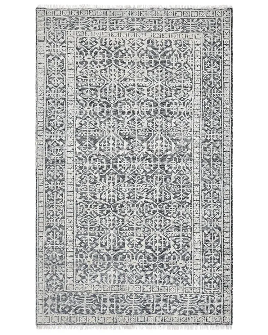 Transitional Hand-Knotted Wool Rug - Grey