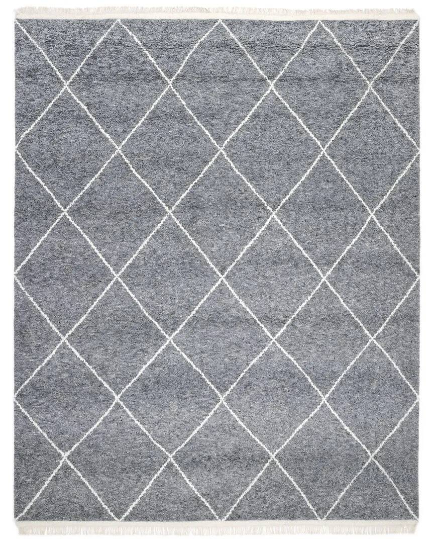 Wallis Bohemian Moroccan Hand-Knotted Area Rug - Gray, Wool
