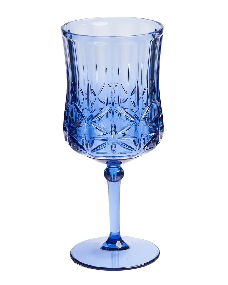 Set of 4 Stemmed Wine Glasses - Blue, Acrylic image
