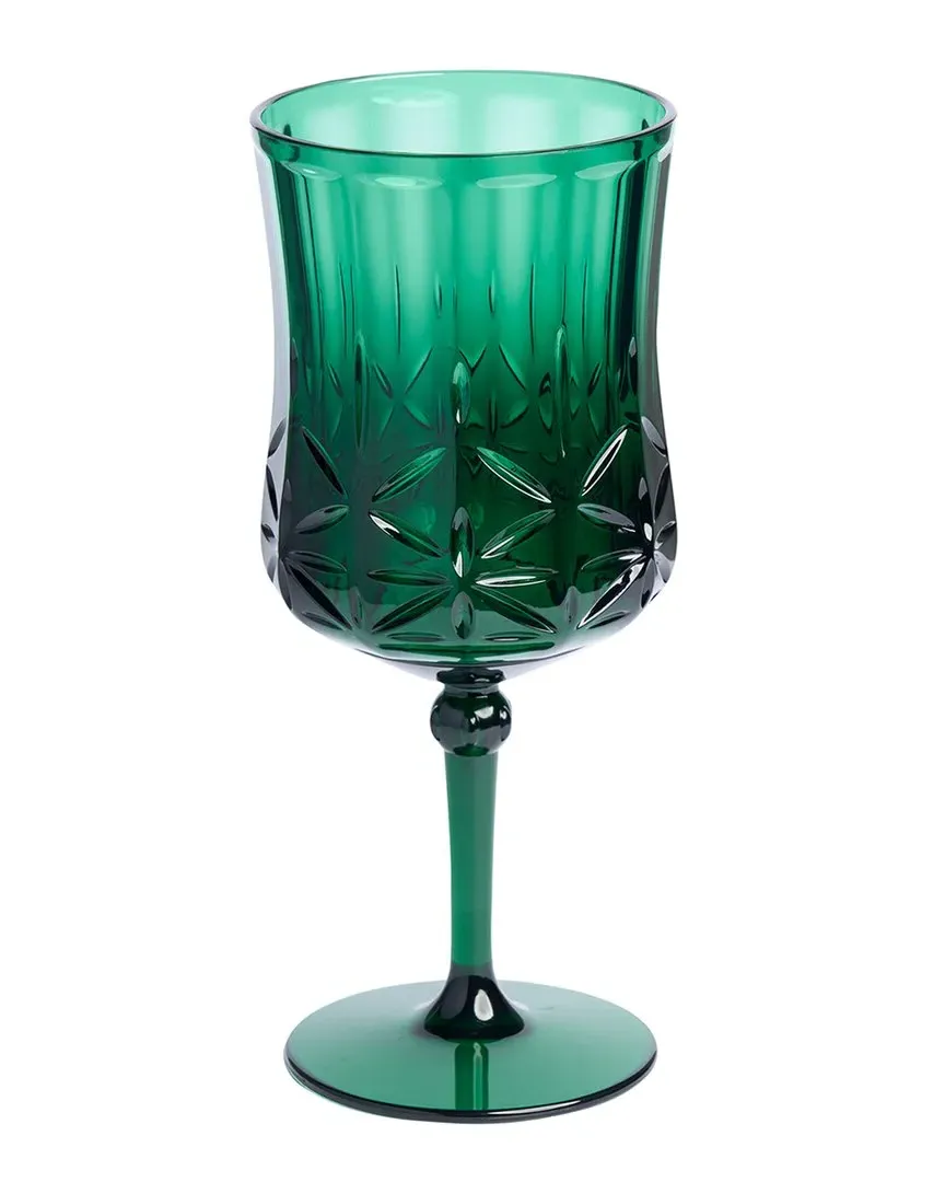 Set of 4 Stemmed Wine Glasses - Green, Acrylic