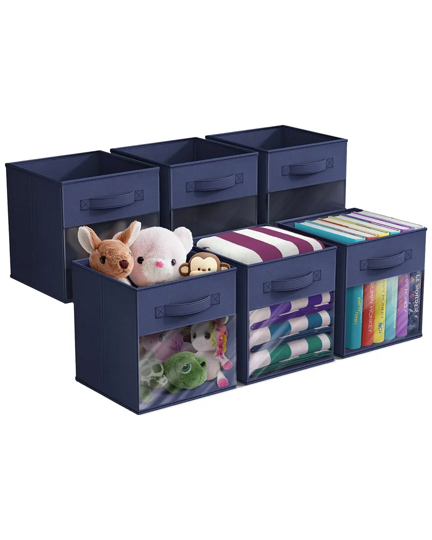 11in Collapsible Fabric Storage Bins 6 Pack - Navy Blue image