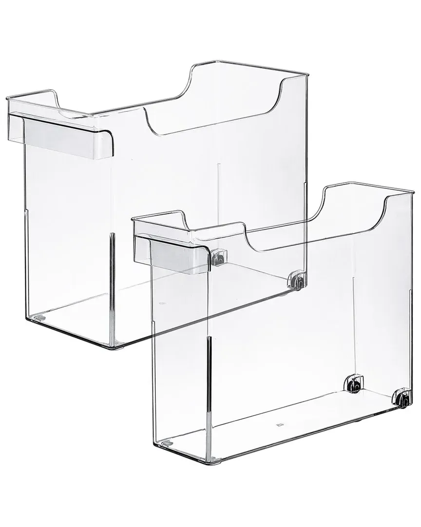 2 Pack Roll Out Bottle Organization Bins with Handle - Clear image